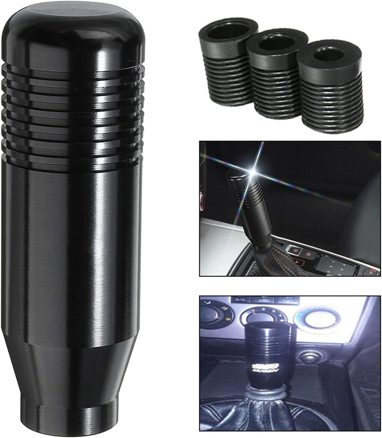 8.5CM Manual Car Gear Shift Knob - Universal 5.6-Speed Aluminum Gear Shift Knob Adapter - Gear Shift Knob (Black) Black—yux - Image 4