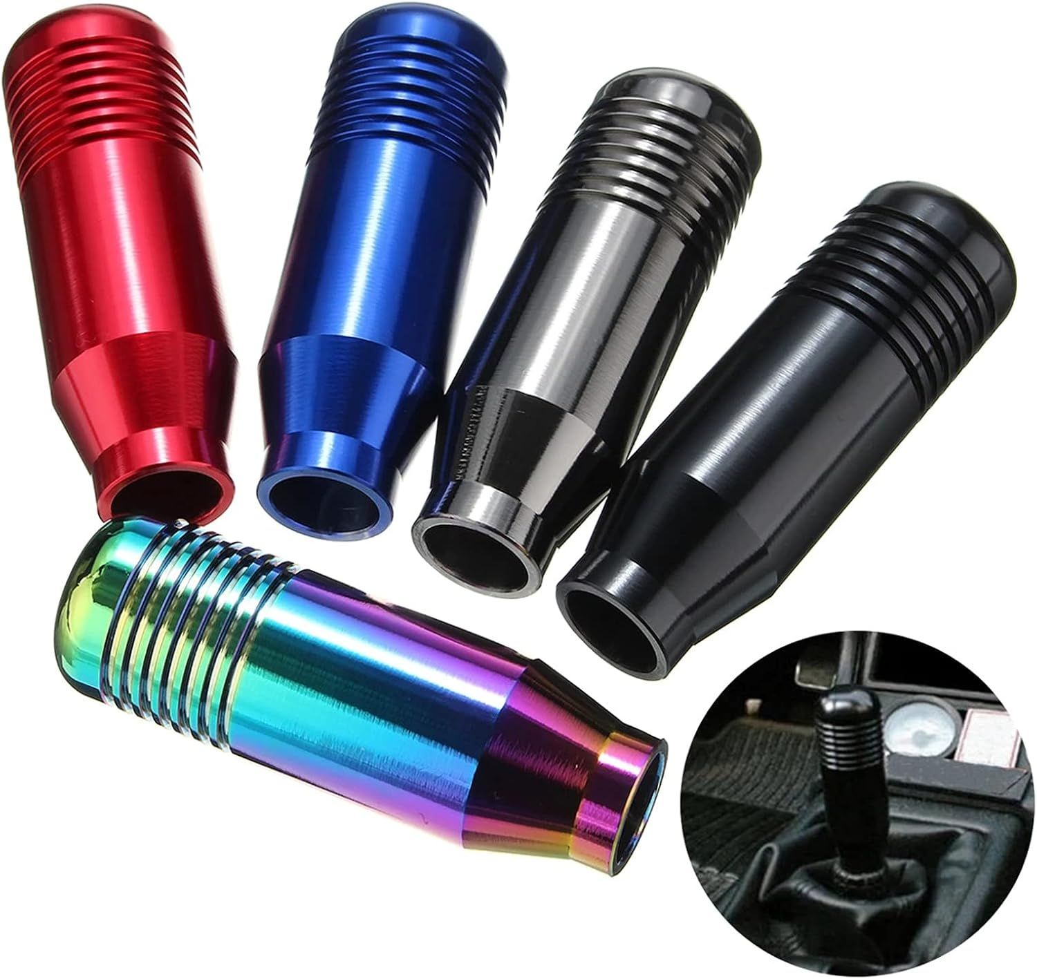 8.5CM Manual Car Gear Shift Knob - Universal 5.6-Speed Aluminum Gear Shift Knob Adapter - Gear Shift Knob (Black) Black—yux - Image 5