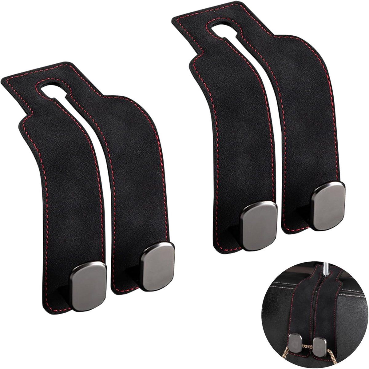 Compatible pcs - 17*4.5*8.5 cm Car Headrest Hooks Multifunctional Leather Seat Organizer Hook for Backrest Interior Accessories For Bags, Purses - Image 1