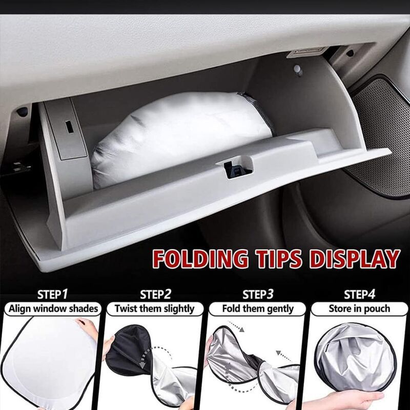 Compatible Car Windshield Sun Shade, Foldable Front Visor Sunshade Cover, Anti UV Reflective Protector, Block Rays Vehicles Parasol, 160x86cm - Image 3