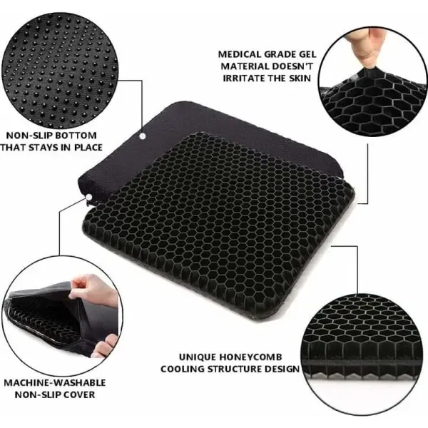 Reliable Professional Premium Breathable Gel Seat Cushion Black Anti-Bedsore Pressure Relief Cushion, Perfect Fit - Image 2