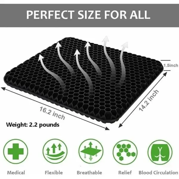 Reliable Professional Premium Breathable Gel Seat Cushion Black Anti-Bedsore Pressure Relief Cushion, Perfect Fit - Image 3