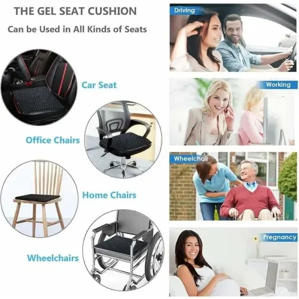 Reliable Professional Premium Breathable Gel Seat Cushion Black Anti-Bedsore Pressure Relief Cushion, Perfect Fit - Image 5