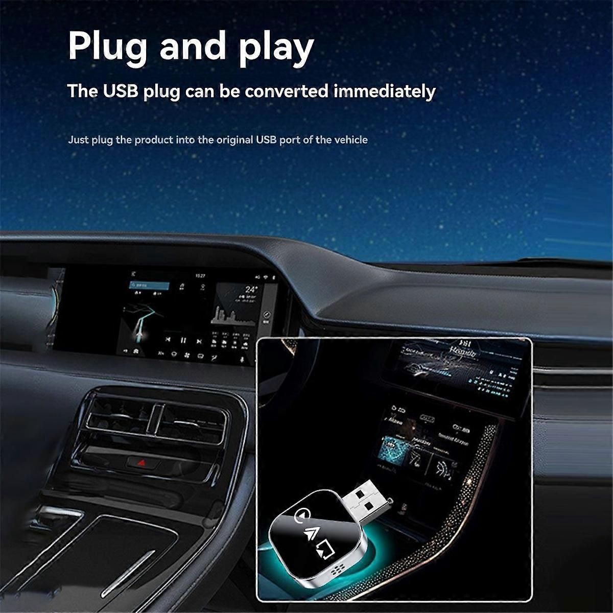 3-in-1 Wireless CarPlay Adapter Smart CarPlay AirPlay Android Auto USB Dongle Wired CarPlay to Wireless, Metal material, Black/Silver Color Options - Image 3