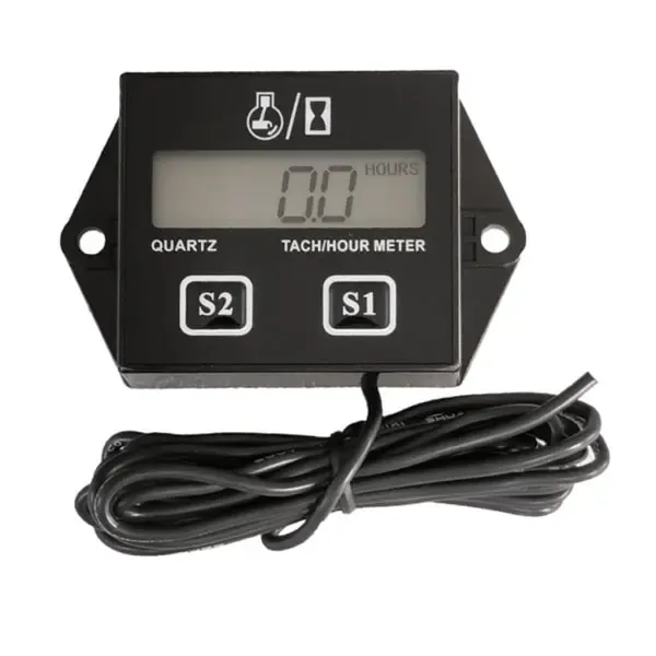 Motorcycle 2/4 Stroke Engine Tachometer Hour Meter LCD Screen Waterproof Car Motor Boat Motorcycle Digital Tachometer, Plastic material, Black Color - Image 1