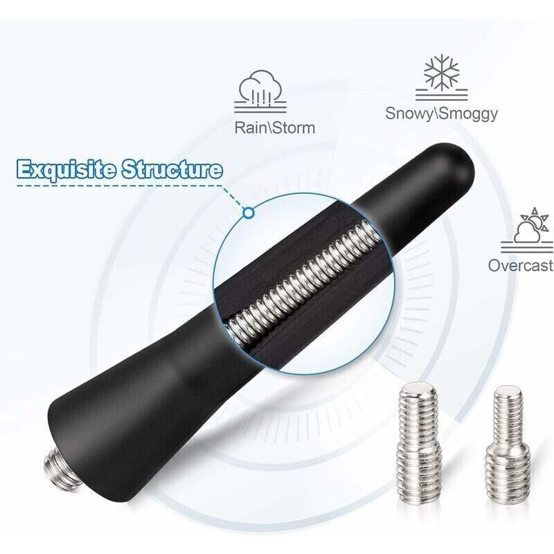 Car Antenna FM DAB Car Radio Antenna 6.5cm Mini Short Car Antenna with Powerful FM/AM/DAB Reception Function, Stainless Steel + Steel material - Image 4