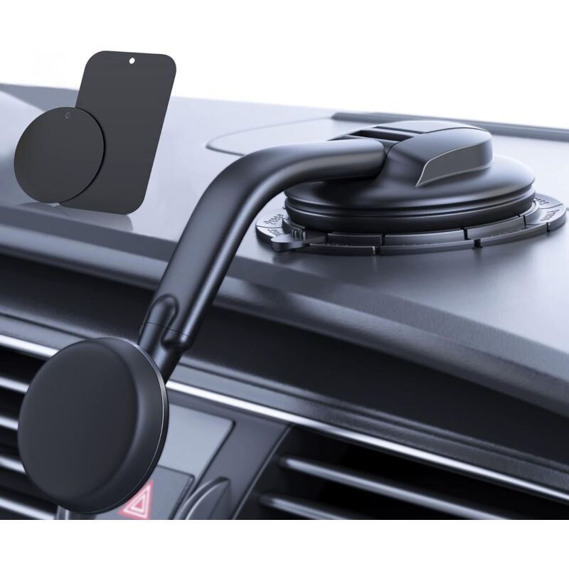 Magnetic car phone holder suction cup for dashboard and windshield compatible with iphone android, ABS + Silicone material - Image 1