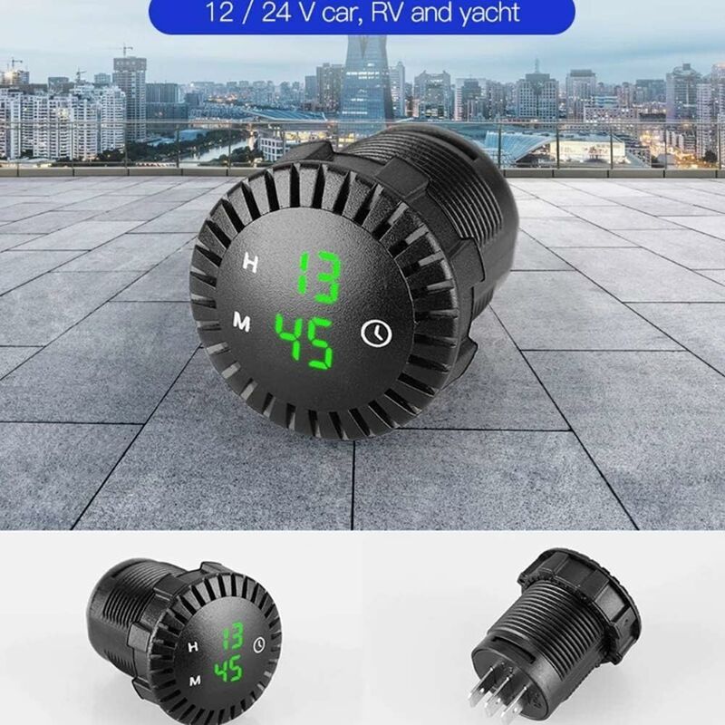 Car LED Clock Touch Clock Waterproof Car Digital Clock 12V/24V Mini LED Digital Clock Mini Motorcycle Clock 2.01 Inch, Black/Green Color Options - Image 4