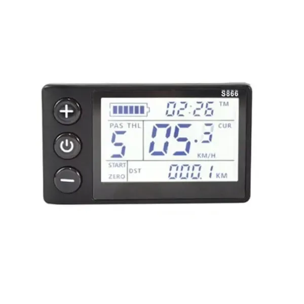 S866 Electric Bicycle LCD Display E-Bike Electric Scooter Display Meter Control Panel with Waterproof Connector, ABS + PC material, Black Color - Image 2