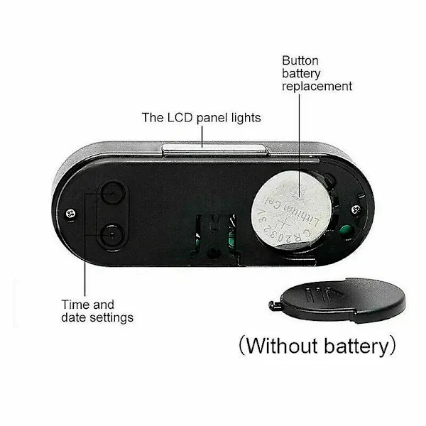 2 in 1 LCD Digital Car Electronic LED Time Clock Thermometer W, Plastic material, automotive replacement use, Black Color - Image 2