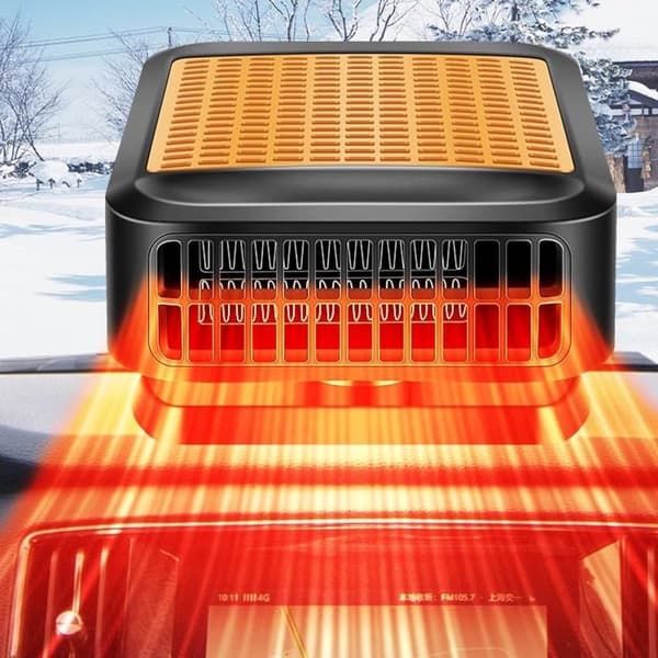 12V Car Heater & Defroster, 200W Fast Heating Windshield Defroster with 360 degree Rotating Fan for Car & SUV, ABS + Ceramic material - Image 1