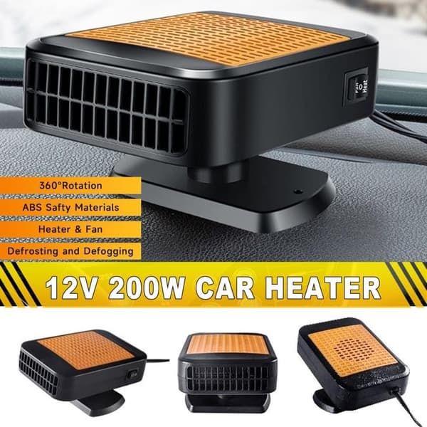 12V Car Heater & Defroster, 200W Fast Heating Windshield Defroster with 360 degree Rotating Fan for Car & SUV, ABS + Ceramic material - Image 2