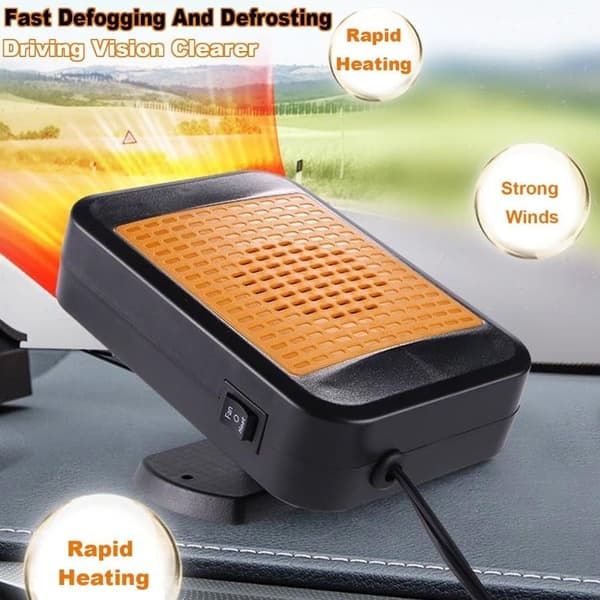 12V Car Heater & Defroster, 200W Fast Heating Windshield Defroster with 360 degree Rotating Fan for Car & SUV, ABS + Ceramic material - Image 3