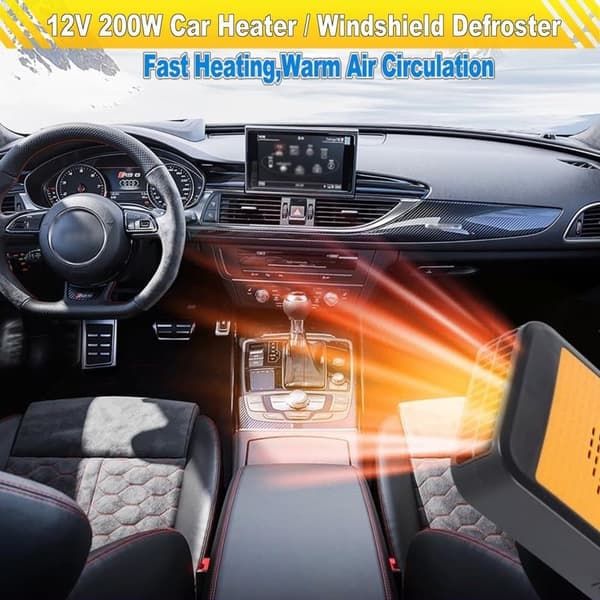 12V Car Heater & Defroster, 200W Fast Heating Windshield Defroster with 360 degree Rotating Fan for Car & SUV, ABS + Ceramic material - Image 4