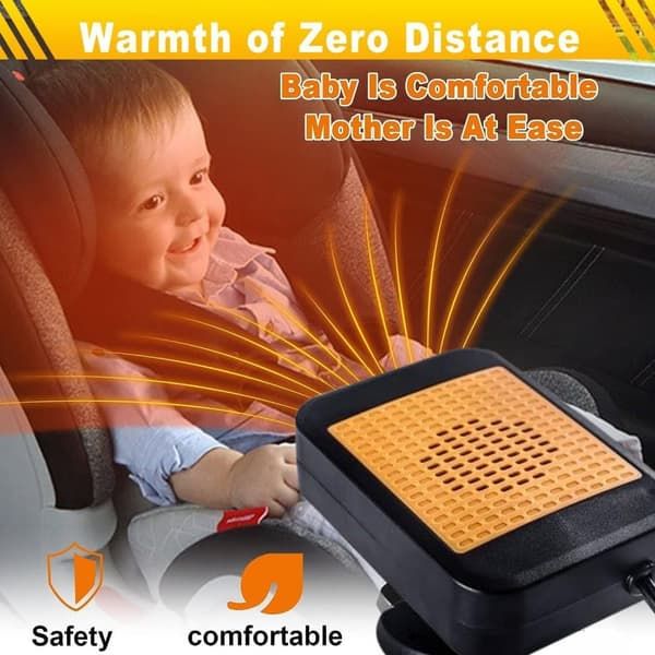 12V Car Heater & Defroster, 200W Fast Heating Windshield Defroster with 360 degree Rotating Fan for Car & SUV, ABS + Ceramic material - Image 5