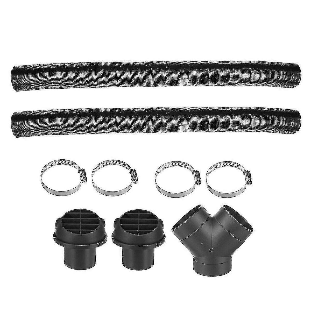75 mm Car Heater Y-Piece Duct Hose Connector, Hot Air Outlet Valve with Clamps for Webasto Eberspacher, Aluminum Foil, Chrome Color - Image 1