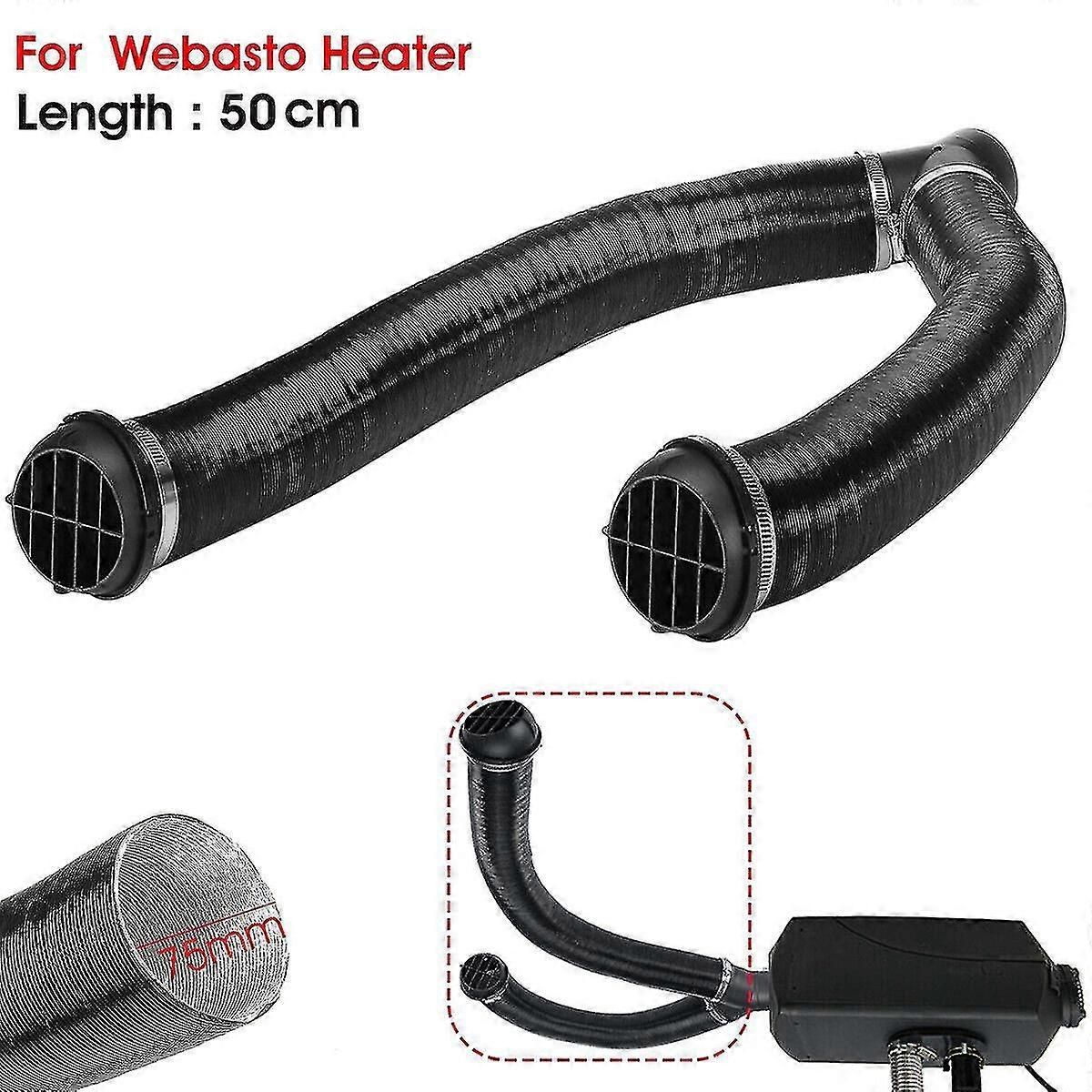 75 mm Car Heater Y-Piece Duct Hose Connector, Hot Air Outlet Valve with Clamps for Webasto Eberspacher, Aluminum Foil, Chrome Color - Image 4