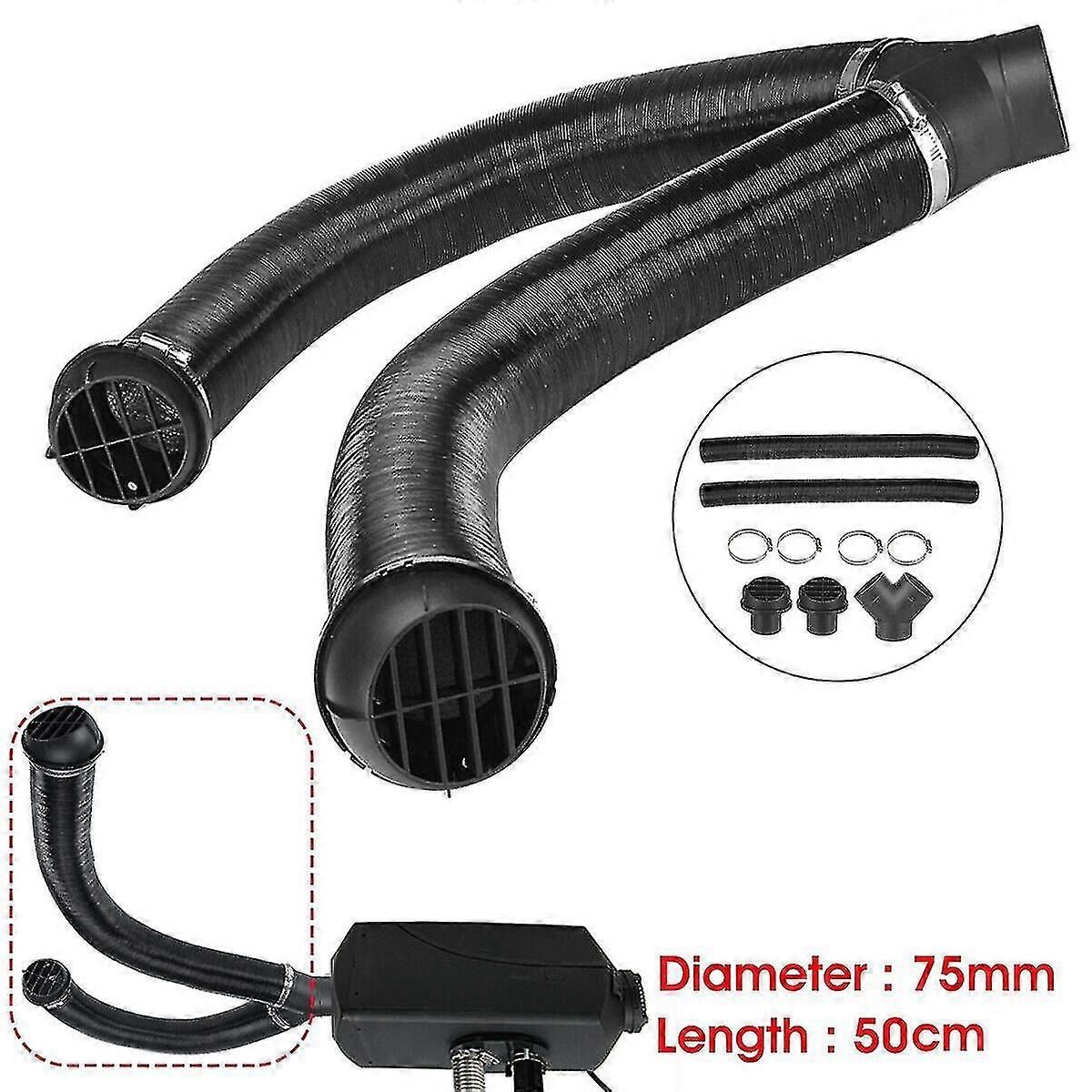 75 mm Car Heater Y-Piece Duct Hose Connector, Hot Air Outlet Valve with Clamps for Webasto Eberspacher, Aluminum Foil, Chrome Color - Image 5