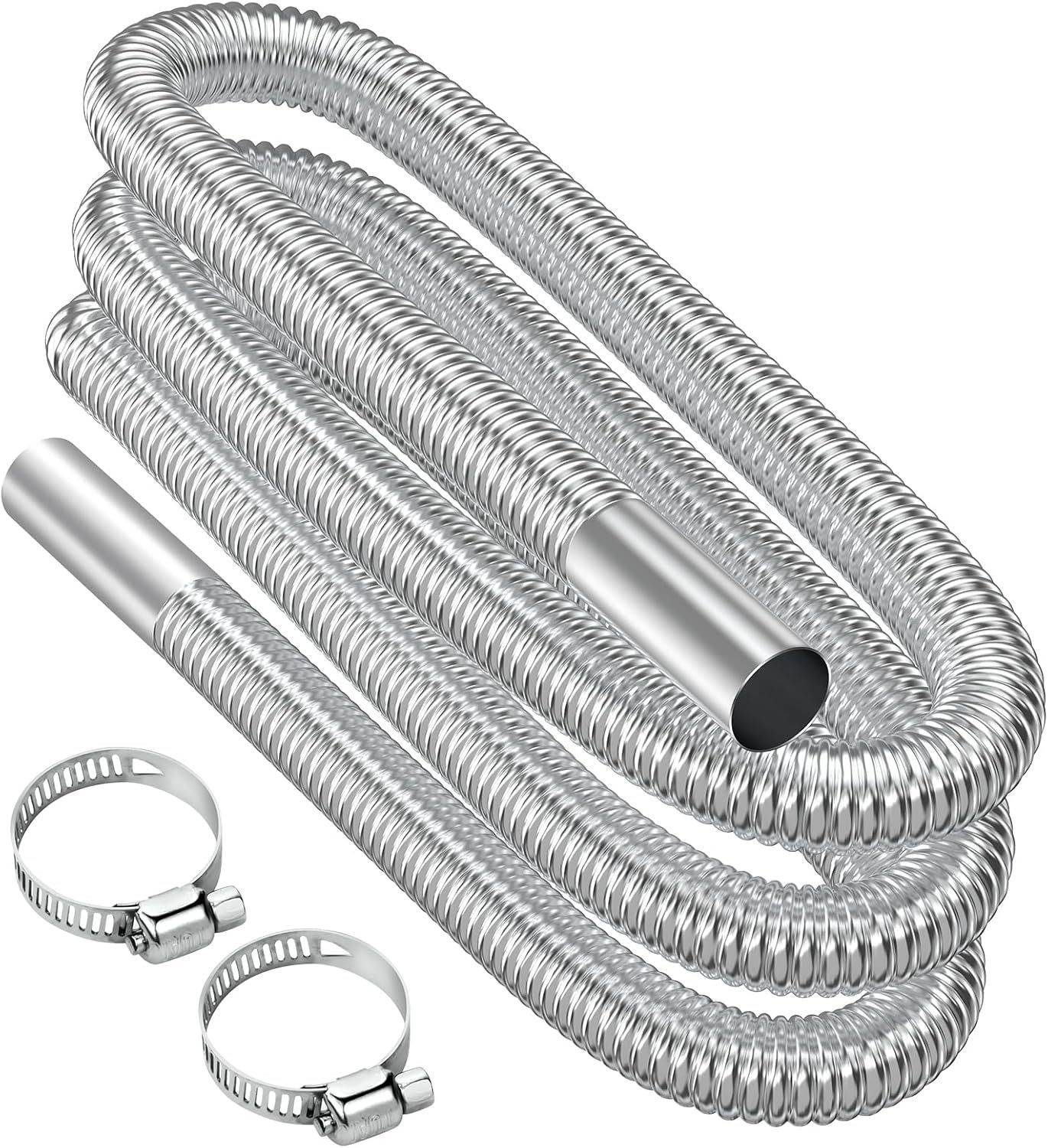 Air heater hose, 300 cm Diameter 2.5 cm stainless steel exhaust pipe, parking heater pipe with 2 hose clamps, for parking heater 300CM - Image 1