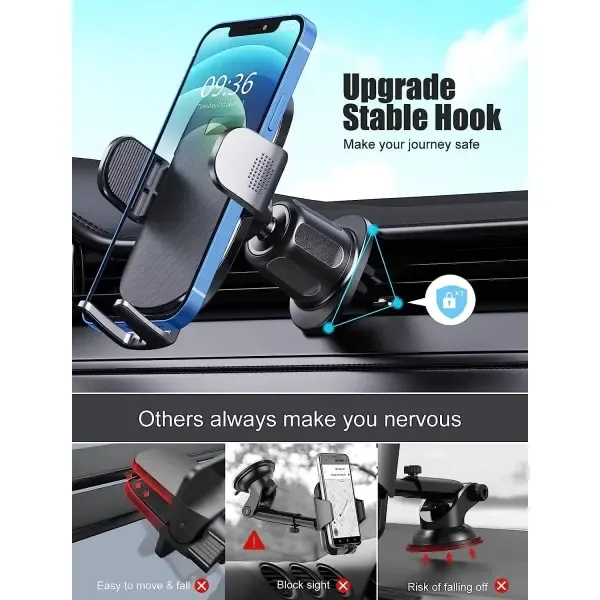 Phone holder for car. Handsfree mobile phone holder car, Silicone + Rubber material, dashboard mounting, stable phone or GPS support - Image 5
