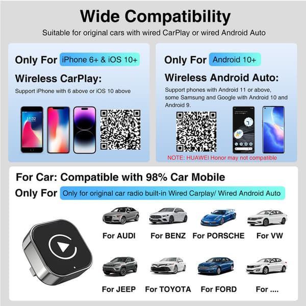 2-in-1 Wireless CarPlay Adapter Android Auto Wireless Adapter Smart Mini Box USB Dongle Plug and Play WiFi Quick Connection - Image 5