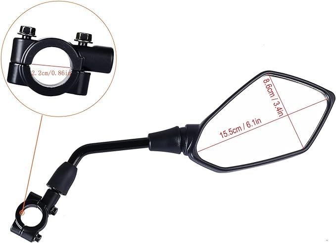 Universal Rearview Mirrors for Motorcycle - Side Mirror - Mirror, ABS + Steel material, direct exterior replacement - Image 2