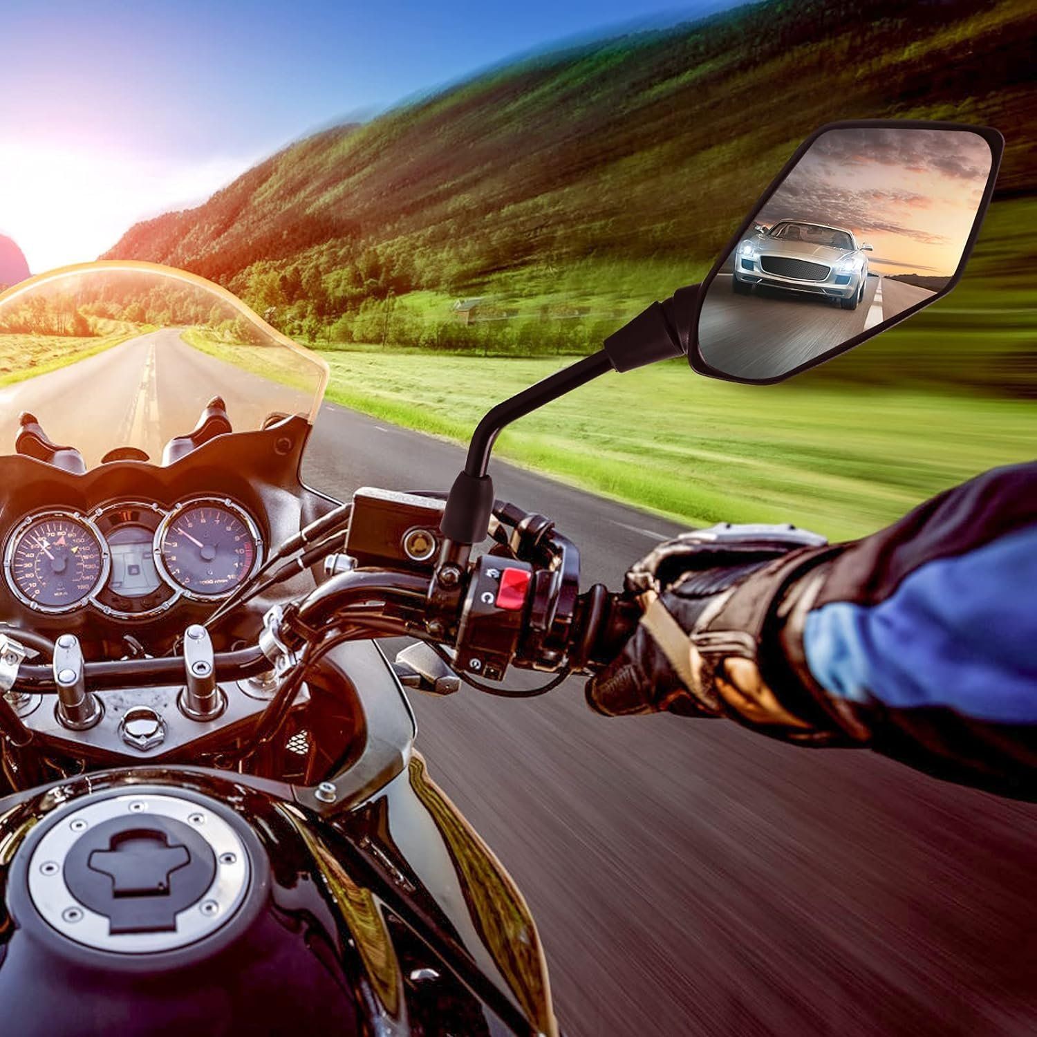 Universal Rearview Mirrors for Motorcycle - Side Mirror - Mirror, ABS + Steel material, direct exterior replacement - Image 5