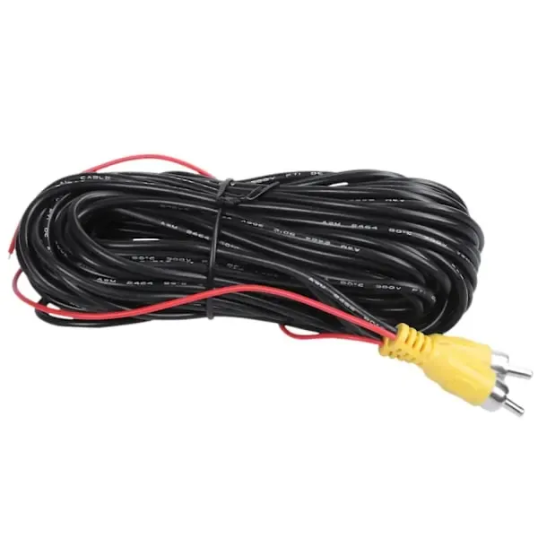 Rear Camera Video RCA Extension Cable Car Wire, 10 M, PVC + Plastic material, driving view recording, vehicle safety use, Black Color - Image 1