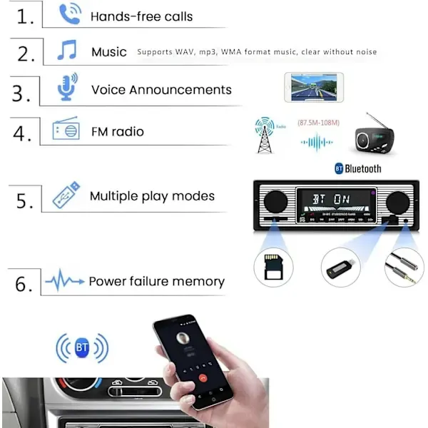 Smart Player Bluetooth Retro MP3 FM Car Accessories, wireless audio upgrade, vehicle stereo use, for automotive repair and installation - Image 4