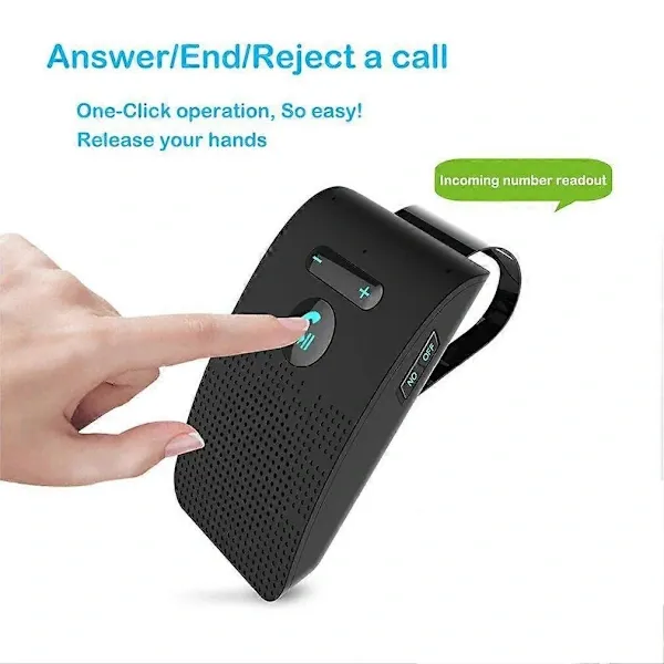 Bluetooth Handsfree Car Kit 5.0 Sun Visor Clip Wireless Audio Receiver Speakerphone Loud Speaker Music Player Dual Microphone black, Black Color - Image 2