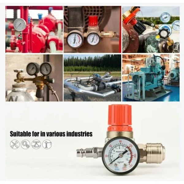 1 pc Compressed Air Reducer, 1/4 Pressure Reducer, 4-hole Pressure Regulator with Gauge, Compressor, PC + Metal material - Image 4