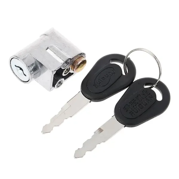 Battery Lock Cover with 2 Keys E-bike Power Switch, Rubber + Metal material, automotive replacement use, Black/Silver Color Options - Image 1