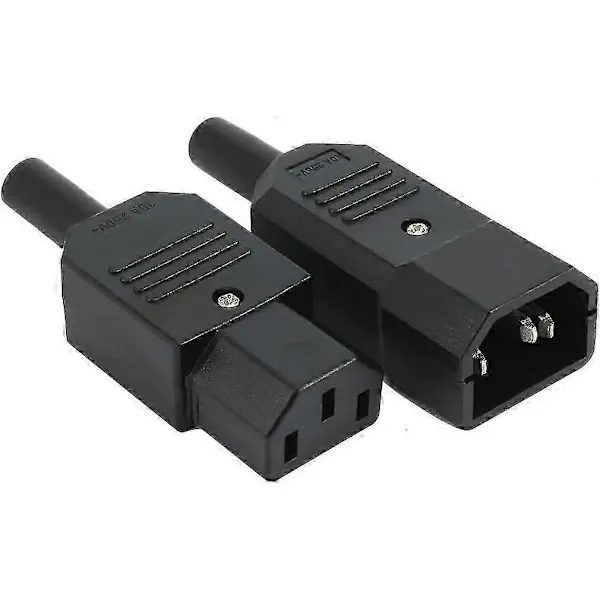 1 pair AC250V 10A IEC C14 male C13 female, 3 pin terminals Inline adapter contact power socket, Copper material - Image 1