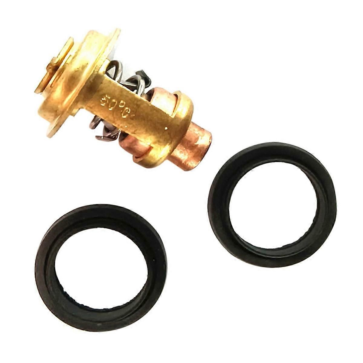 5005440 Brass Thermostat & Seal Kit Compatible with Johnson Evinrude 5-235 HP Outboard Motor Replaces 83, Brass + Copper material, Red Color - Image 1