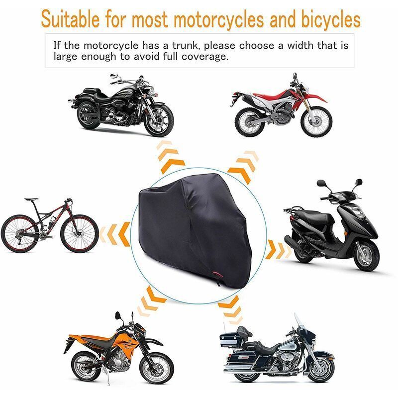 Motorcycle Cover XL 245x105x125 cm Black Waterproof Outdoor Indoor Compatible with Harley-Davidson Honda Suzuki, Black/Red Color Options - Image 3