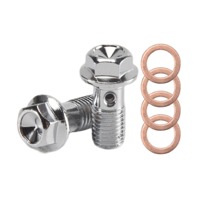 Motorcycle Stainless Steel M10 X 1.25 Banjo Bolts Brake Master Cylinder Screw Hose Hydraulic Clutch Caliper Bolt, Stainless Steel + Copper material - Image 1