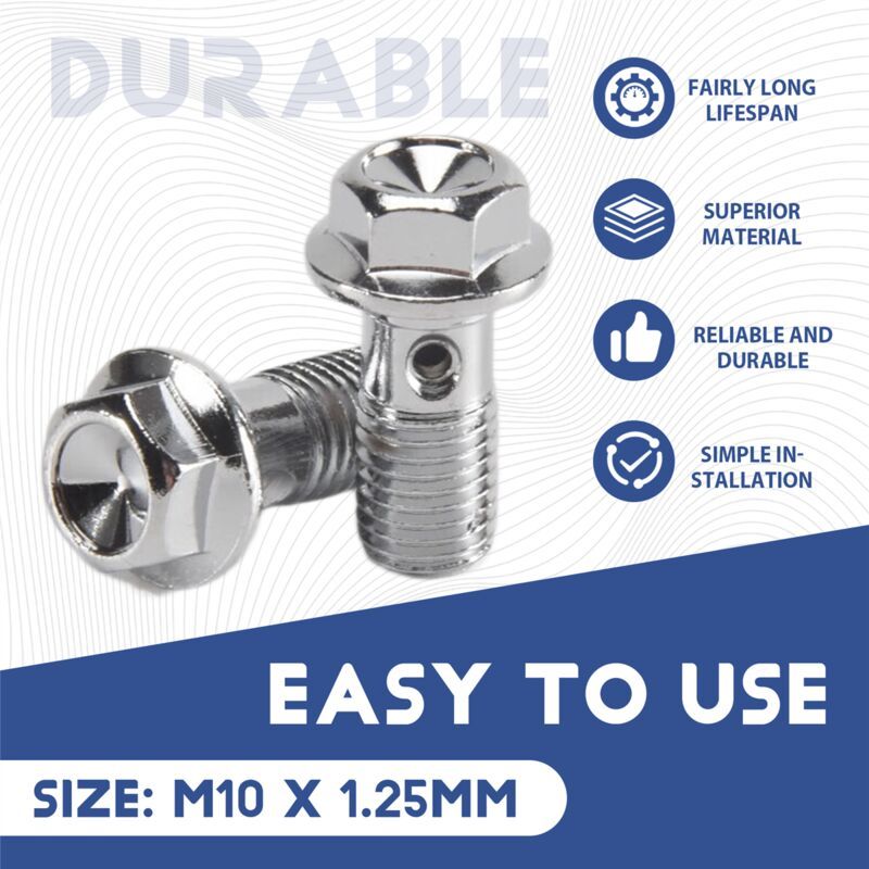 Motorcycle Stainless Steel M10 X 1.25 Banjo Bolts Brake Master Cylinder Screw Hose Hydraulic Clutch Caliper Bolt, Stainless Steel + Copper material - Image 4