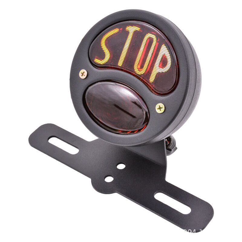 DC12V Vintage Tail Light Brake Stop Light with License Plate Bracket Universal for Yamaha Motorcycle, ABS + Metal material - Image 1