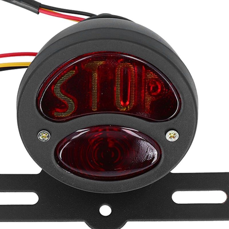 DC12V Vintage Tail Light Brake Stop Light with License Plate Bracket Universal for Yamaha Motorcycle, ABS + Metal material - Image 3