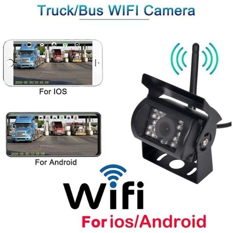 WIFI HD Wireless Truck Backup Camera, 12V-24V, 170 degree Wide Angle, 50m Range, Night Vision, Waterproof IP67, Metal material, White Color - Image 1