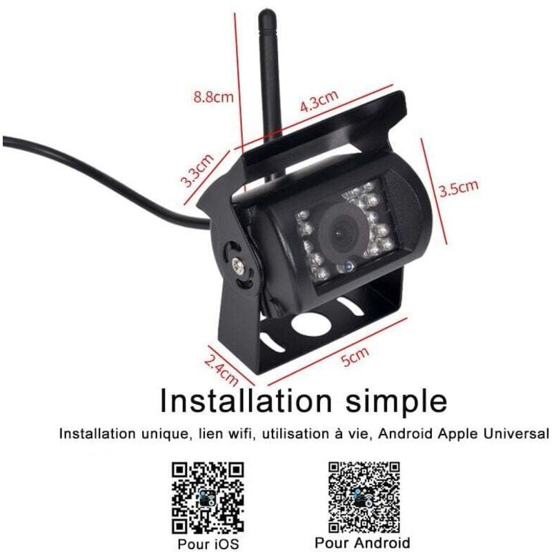 WIFI HD Wireless Truck Backup Camera, 12V-24V, 170 degree Wide Angle, 50m Range, Night Vision, Waterproof IP67, Metal material, White Color - Image 4