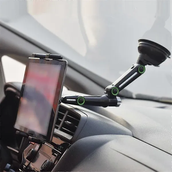 Car Tablet Holder Long Arm Suction Cup Mount for Pro Air 4-13 inch for Tablet SUV Truck Windshield Window Black, Plastic material, Black Color - Image 1