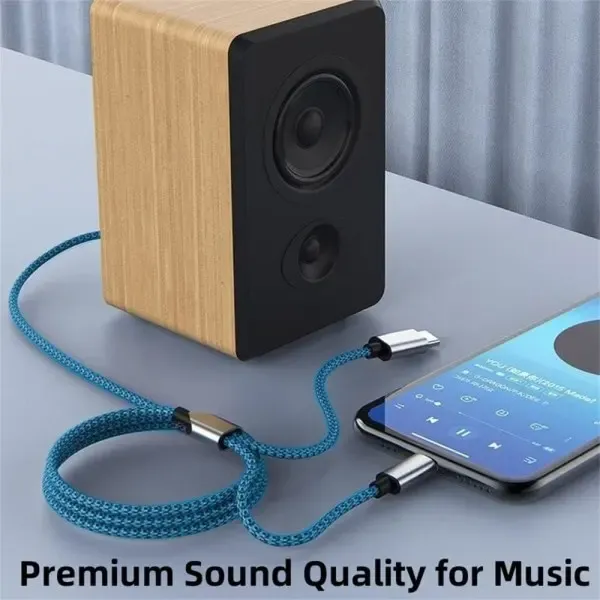 Braided Nylon USB C & Lightning to 3.5mm Jack Audio Adapter Aux Cable, wireless audio upgrade, vehicle stereo use - Image 4