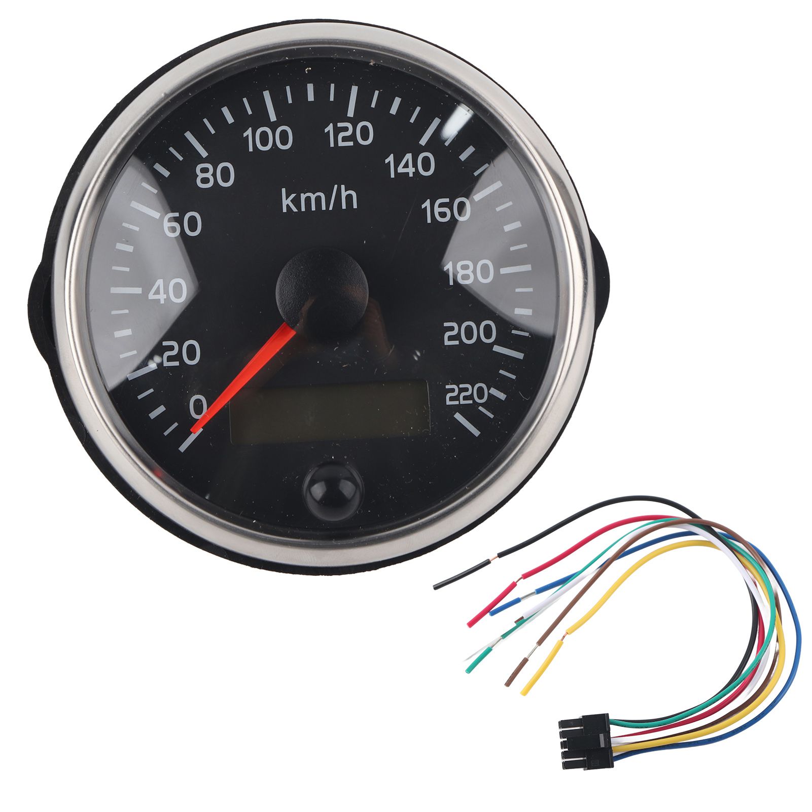 85mm Speedometer LCD Adjustable Waterproof 220KM/H for 12V/24V Car Truck Boat Motor, Stainless Steel + Plastic material, Black/White Color Options - Image 1