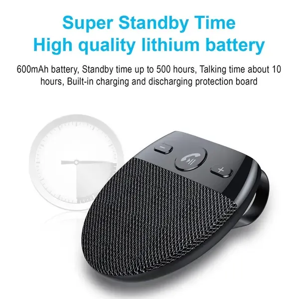 Bluetooth V5.0 Handsfree Car Screen Protector Phone Rechargeable Wireless Music Speakerphone Kit, ABS + Metal material - Image 4