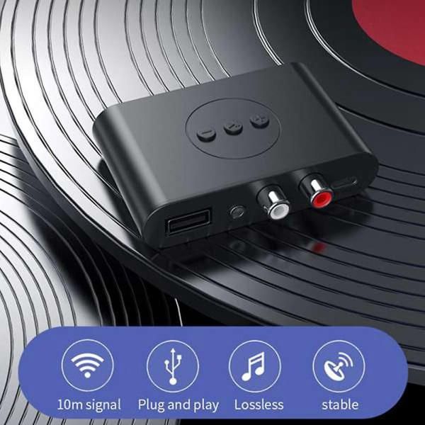 Bluetooth 5.2 Audio Receiver NFC USB Memory RCA 3.5mm Aux USB Stereo Music Wireless Adapter Wireless, Plastic + Metal material, Black Color - Image 5