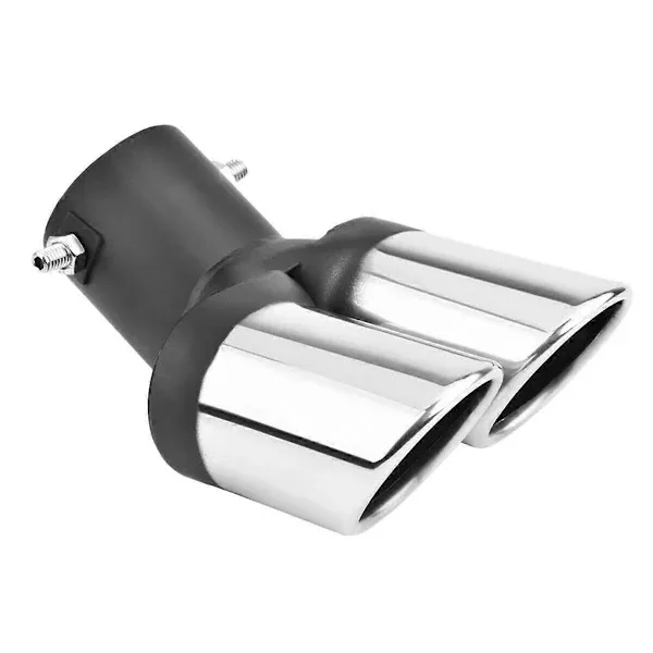 Universal 63mm Stainless Steel Dual Exhaust Pipe for Car, Stainless Steel + Steel material, exhaust sound control, Black/Silver Color Options - Image 1