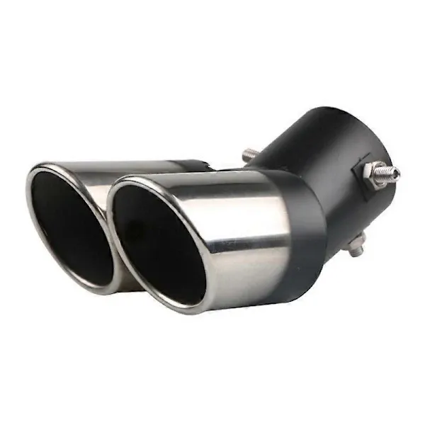 Universal 63mm Stainless Steel Dual Exhaust Pipe for Car, Stainless Steel + Steel material, exhaust sound control, Black/Silver Color Options - Image 3