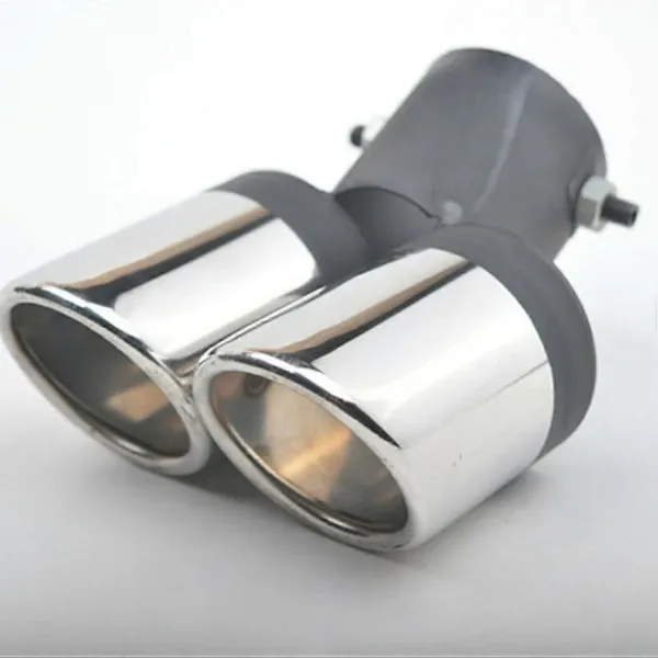 Universal 63mm Stainless Steel Dual Exhaust Pipe for Car, Stainless Steel + Steel material, exhaust sound control, Black/Silver Color Options - Image 5