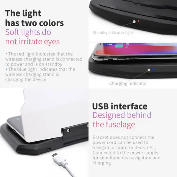 Wireless Charger Car HUD Head Up Display Phone Navigation Holder, ABS material, automotive replacement use, vehicle maintenance accessory - Image 5